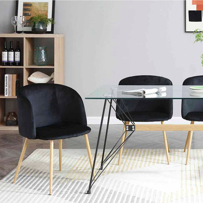 Comedor Macoba con 4 sillas terciopelo Elisa - Negro - Tugow