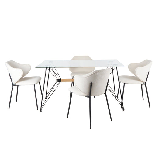 Mesa Macoba con 4 Sillas Suanna Beige - Tugow