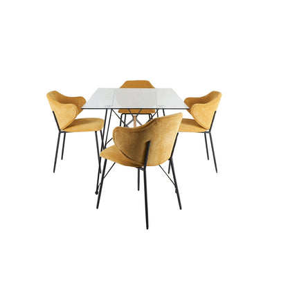 Mesa Macoba con 4 Sillas Suanna Mostaza - Tugow