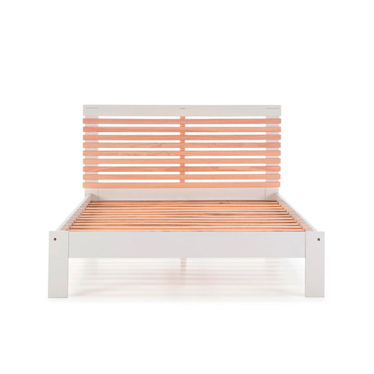 Cama matrimonial Maru - Blanco y Madera - Tugow