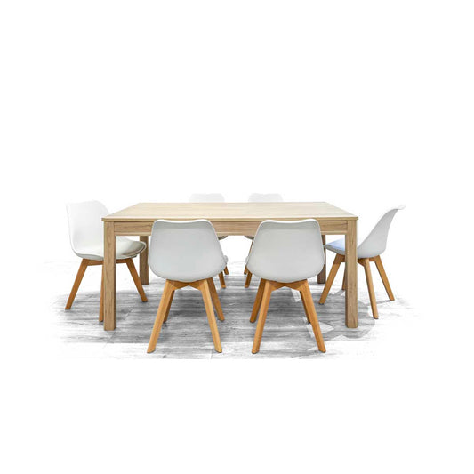 Comedor Mathis con 6 sillas Helsinki - Color Madera y Blanco - Tu Gow