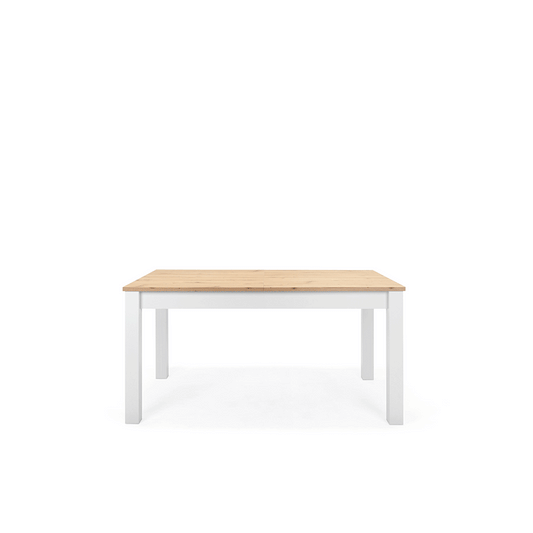 Mesa de comedor extensible Casiope - Blanco y Color Madera - Tugow