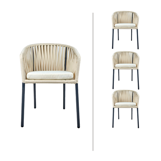 Set de 4 sillas de exterior Mindelo - Beige y Negro - Tugow