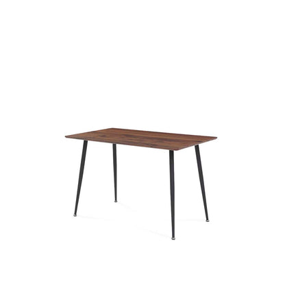 Mesa rectangular nogal con 4 sillas negras con patas nogal - Tu Gow