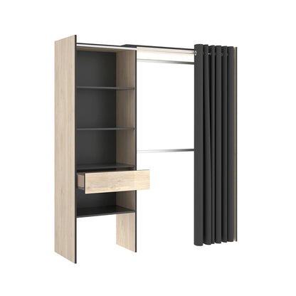 Clóset Nozomi de 160cm - Color Madera y Gris Oscuro - Tu Gow