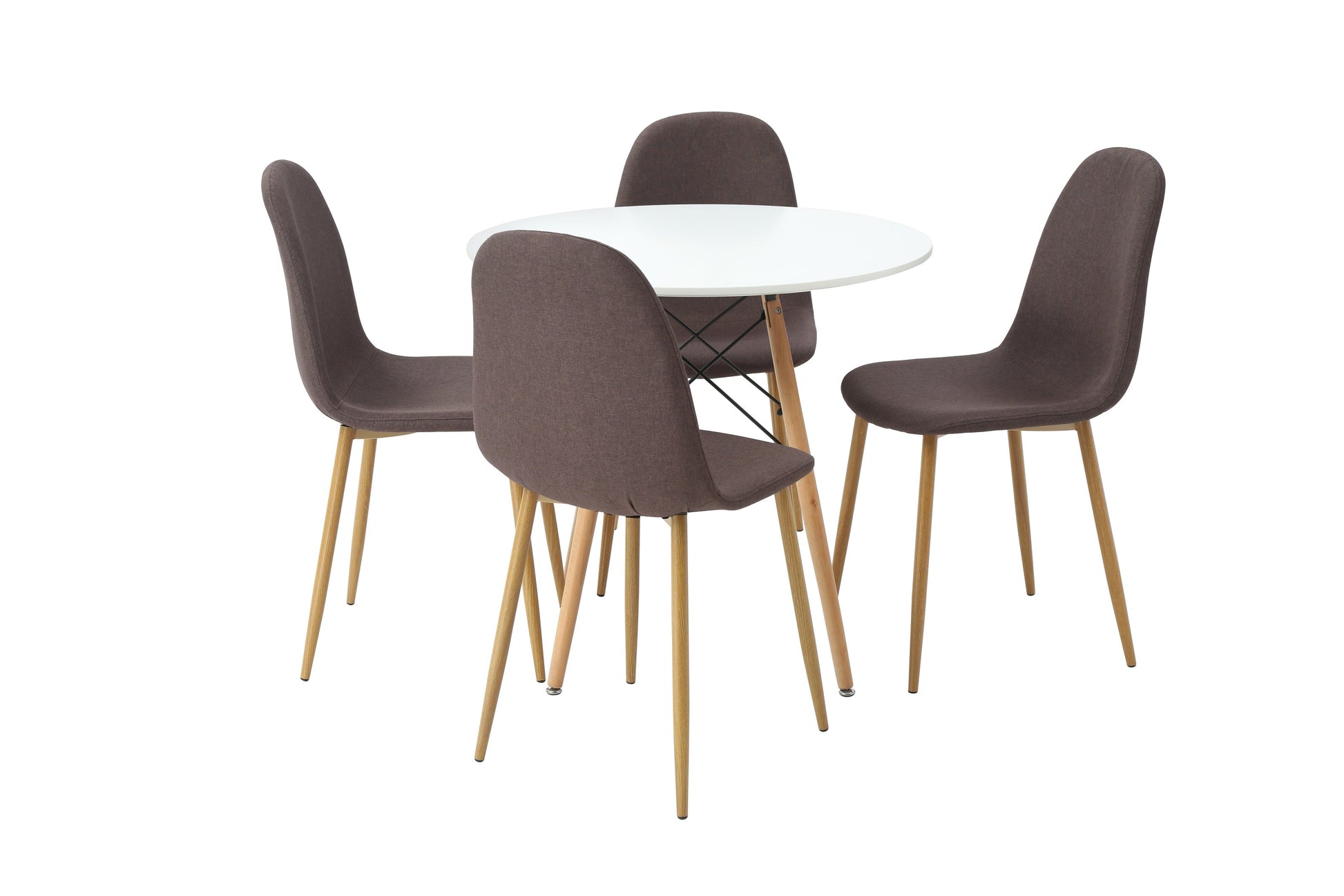 Comedor Munich con 4 sillas Oxford - Blanco y Gris - Tugow