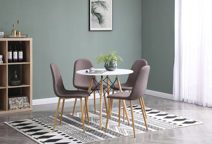 Comedor Munich con 4 sillas Oxford - Blanco y Gris - Tugow