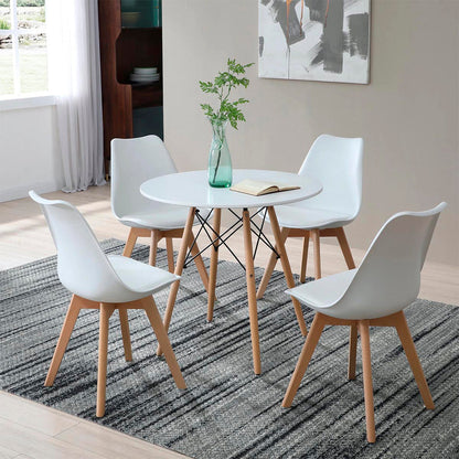 Comedor Munich con 4 sillas Helsinki - Blanco - Tugow