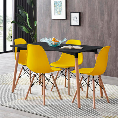 Mesa rectangular negra con 4 sillas amarillas - Tu Gow