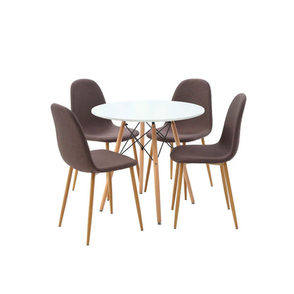 Comedor Munich con 4 sillas Oxford - Blanco y Gris - Tugow