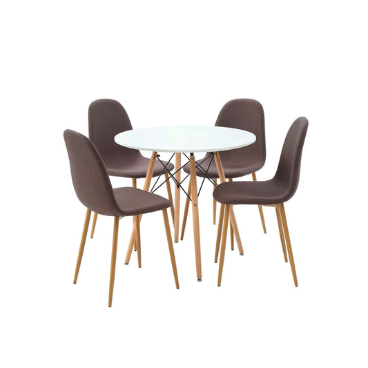 Comedor Munich con 4 sillas Oxford - Blanco y Gris - Tugow