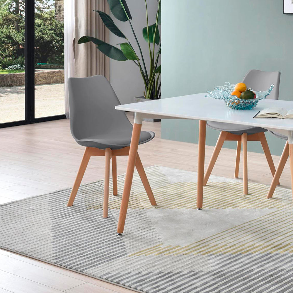 Comedor Munich con 4 sillas Helsinki - Blanco y Gris - Tugow