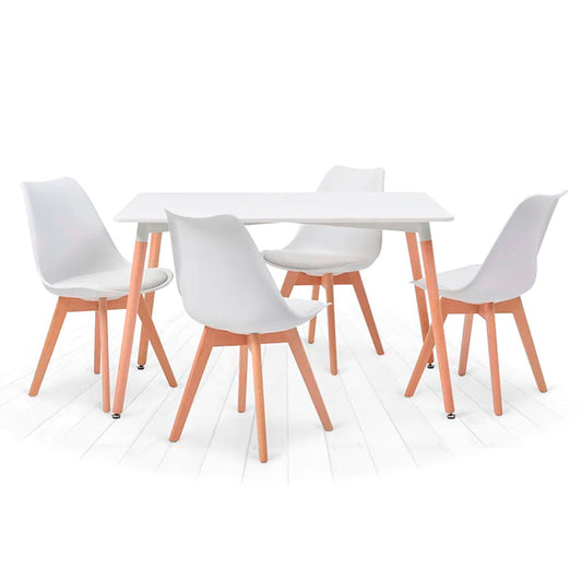 Comedor Munich con 4 sillas Helsinki - Blanco - Tugow