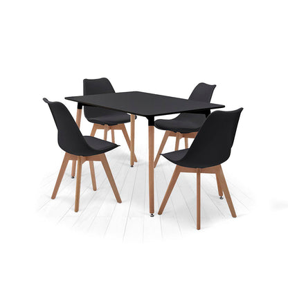 Comedor Munich con 4 sillas Helsinki - Negro - Tugow