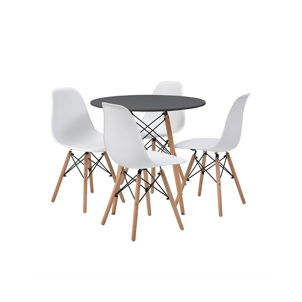 Comedor Munich con 4 sillas Oslo - Negro y Blanco - Tugow