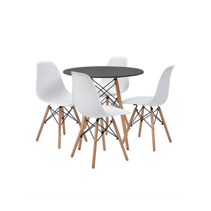 Comedor Munich con 4 sillas Oslo - Negro y Blanco - Tugow