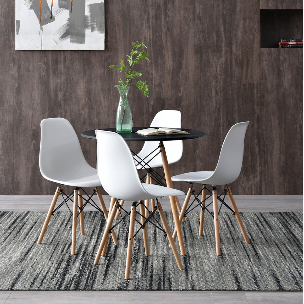Comedor Munich con 4 sillas Oslo - Negro y Blanco - Tugow