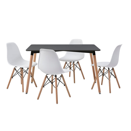 Comedor Munich con 4 sillas Oslo - Negro y Blanco - Tugow
