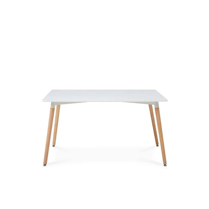 Mesa rectangular Munich con 4 sillas Ksual - Blanco y  Mostaza