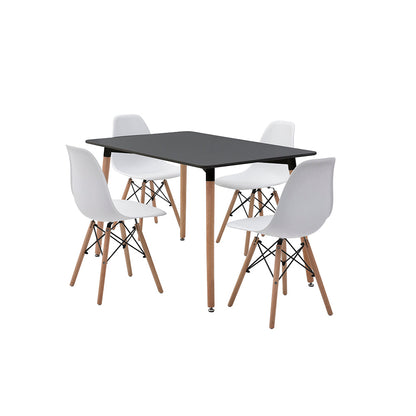 Comedor Munich con 4 sillas Oslo - Negro y Blanco - Tugow