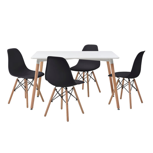 Comedor Munich con 4 sillas Oslo - Blanco y Negro - Tugow