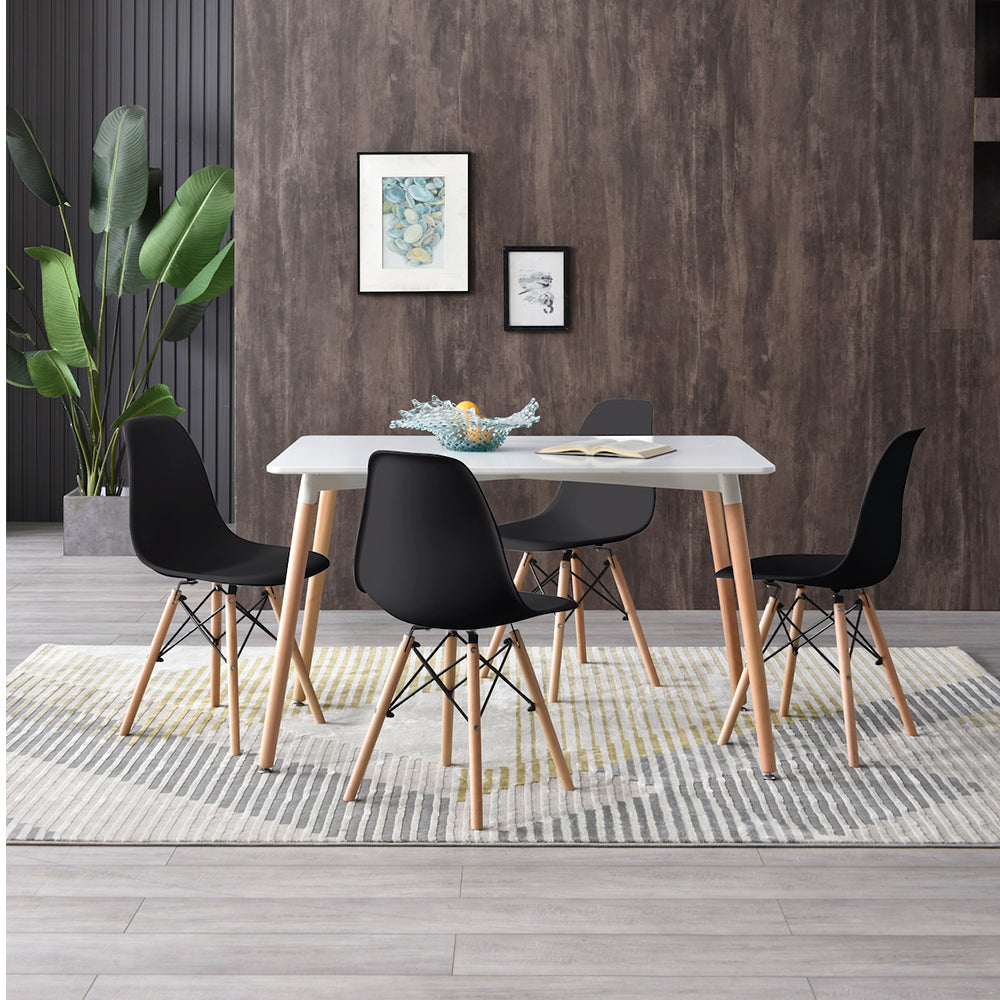 Comedor Munich con 4 sillas Oslo - Blanco y Negro - Tugow