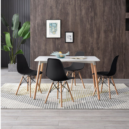 Comedor Munich con 4 sillas Oslo - Blanco y Negro - Tugow