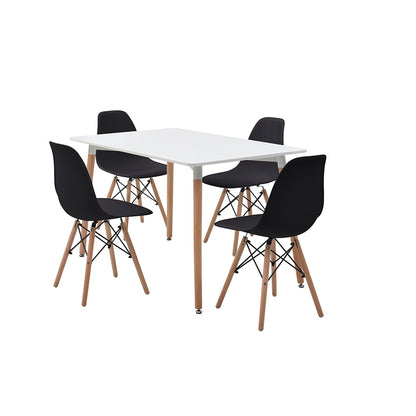 Comedor Munich con 4 sillas Oslo - Blanco y Negro - Tugow