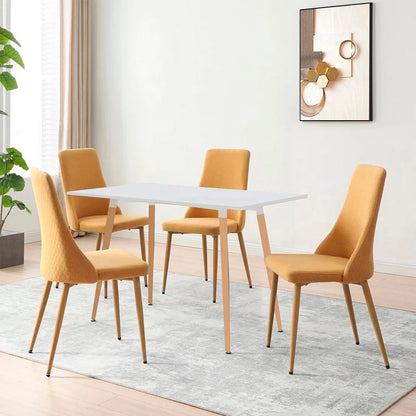 Mesa rectangular Munich con 4 sillas Ksual - Blanco y  Mostaza