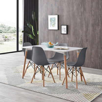 Comedor Munich con 4 sillas Oslo - Blanco y Gris - Tugow