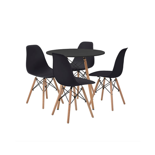 Comedor Munich con 4 sillas Oslo - Negro - Tugow