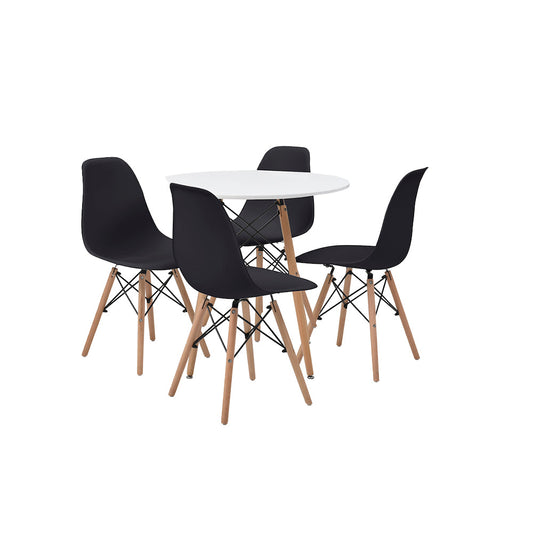 Comedor Munich con 4 sillas Oslo - Blanco y Negro - Tugow