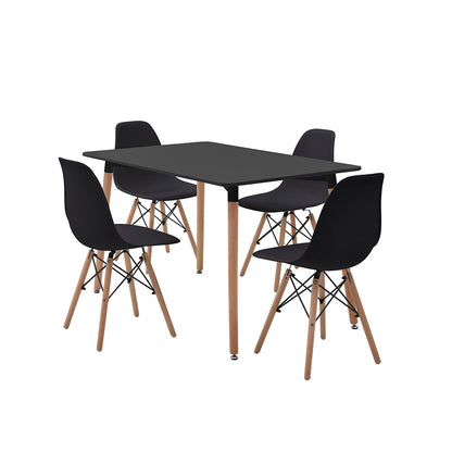 Comedor Munich con 4 sillas Oslo - Negro - Tugow