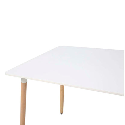 Mesa rectangular blanca con 4 sillas grises - Tu Gow
