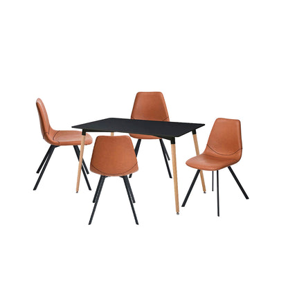 Mesa rectangular Munich con 4 sillas Gabani - Negro y Café