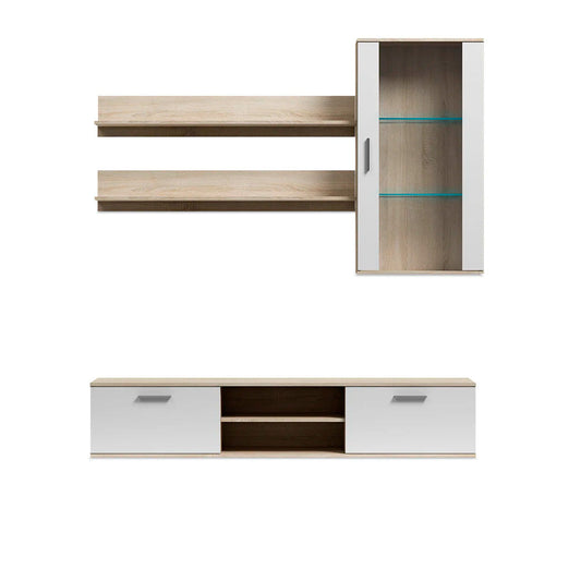 Mueble para tv Dushka - Color Madera y Blanco - Tugow