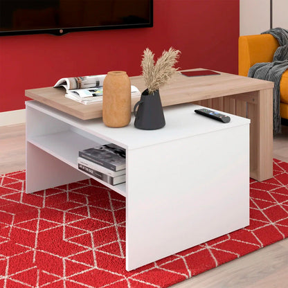 Mesa de centro modular Nala - Color Madera y Blanco - Tugow