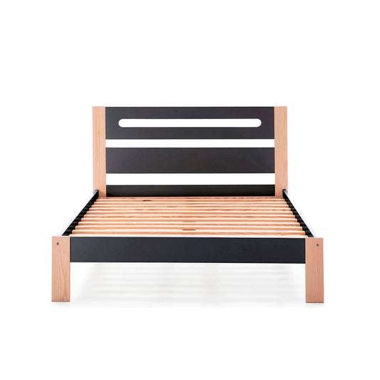 Cama matrimonial Neil - Gris Oscuro y Madera - Tugow