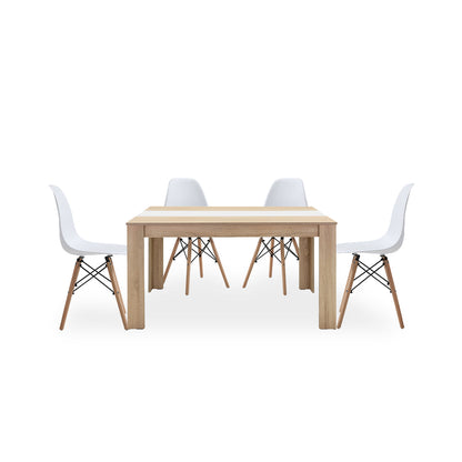 Comedor Zeus con 4 sillas Oslo - Color Madera y Blanco/Negro - Tugow