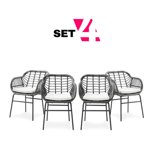 Set de 4 sillas de exterior Millor - Gris - Tu Gow