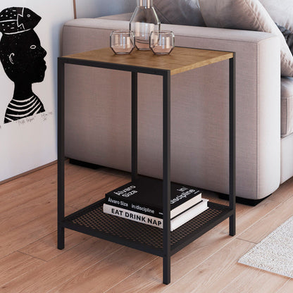 Mesa lateral Niran - Negro y Color Madera - Tugow