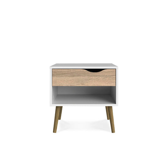 Buró Nordik - Color Madera y Blanco - Tugow