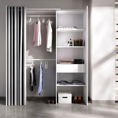 Clóset Nozomi de 160cm - Blanco y Gris Claro - Tu Gow