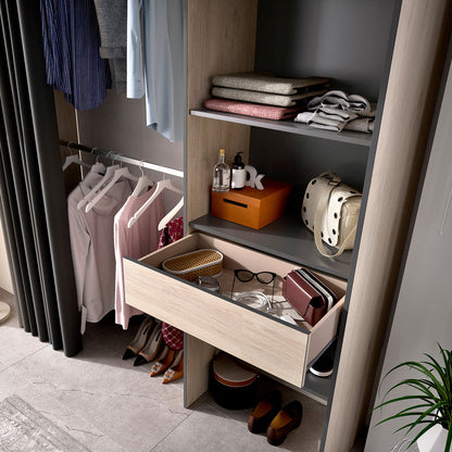 Clóset Nozomi de 160cm - Color Madera y Gris Oscuro - Tu Gow
