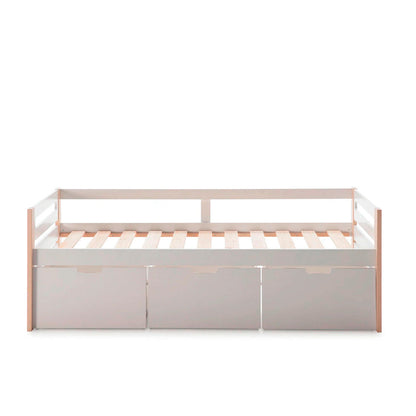 Cama individual Nuba - Blanco y Madera - Tugow