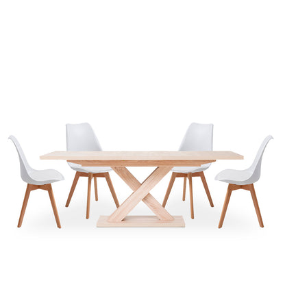 Comedor Ofelia con 4 sillas Helsinki - Color Madera y Blanco - Tugow