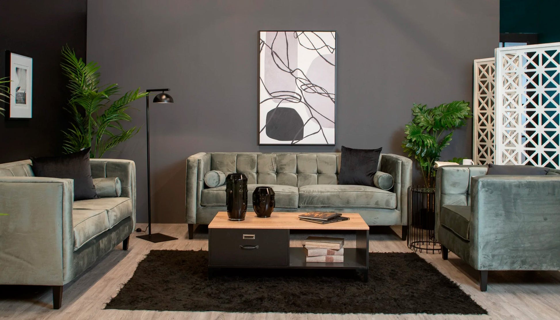Sofá de 3 plazas terciopelo Oscar - Gris - Tugow