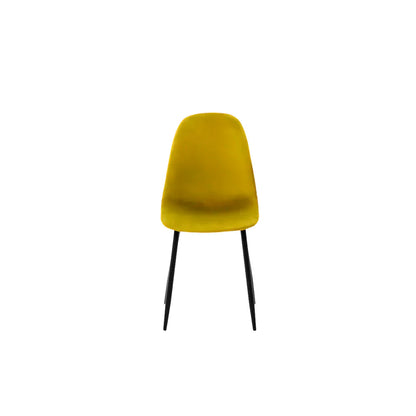 Mesa de comedor Sansa con 4 sillas Oxford - Nogal, Negro y Mostaza