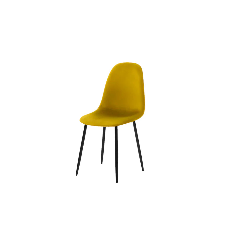 Mesa de comedor Sansa con 4 sillas Oxford - Nogal, Negro y Mostaza