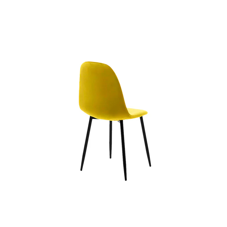 Mesa de comedor Sansa con 4 sillas Oxford - Nogal, Negro y Mostaza